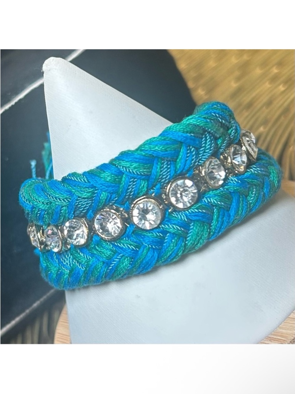 💎HOST PICK💎 Boho Blue & Teal Chic Braided Bracelet with Rhinestones & Tassels